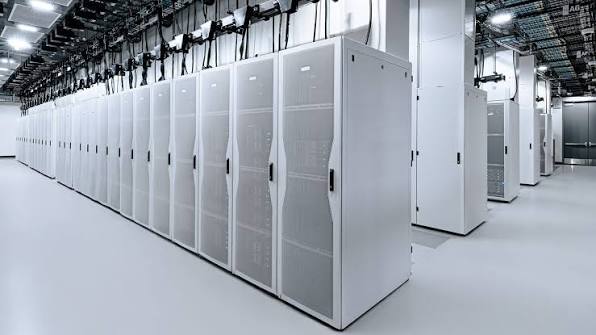 White data centre equipment hall