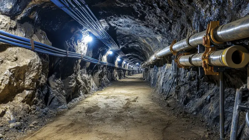 Underground mine network, piping and communications infrastructure